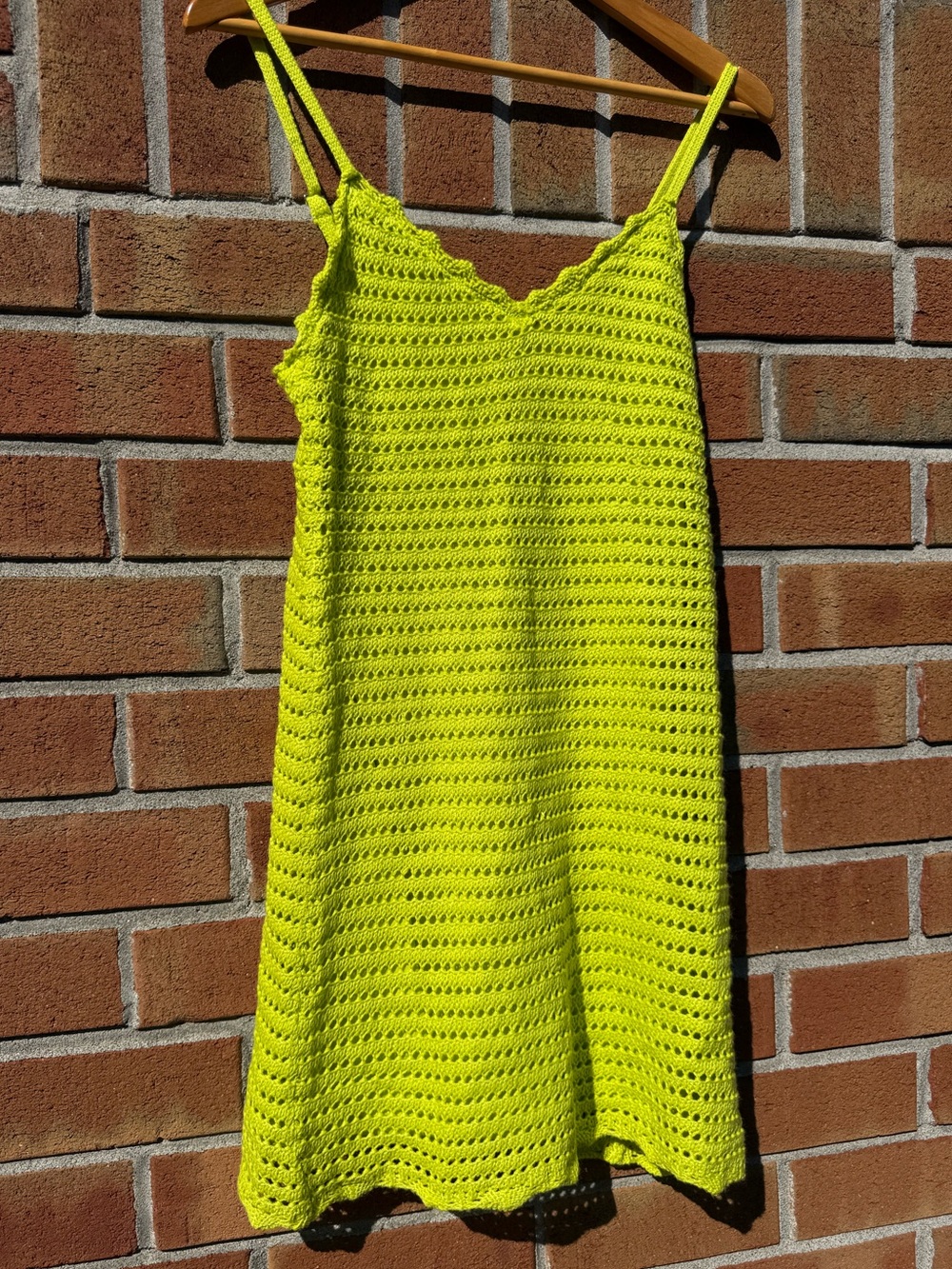 Neon green crochet dress size M